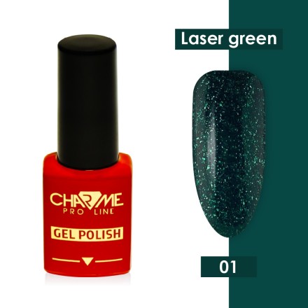 Гель лак Charme Laser green effect 01, 10мл