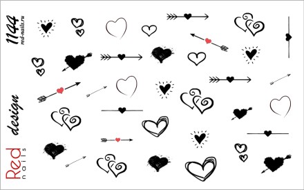 Слайдер-дизайн Red Nails №1144 - Стрелы и сердца