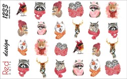 Слайдер-дизайн Red Nails №1233 New - Животные в шарфах