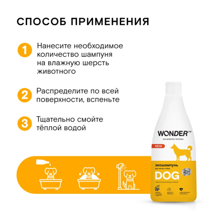 Wonder Lab Экошампунь для мытья собак 1л
