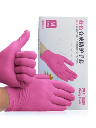Перчатки WallyPlastic (НитрилоВиниловые) Розовые M 50пар