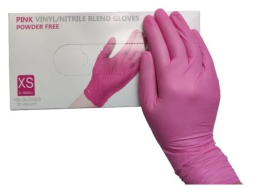 Перчатки WallyPlastic (НитрилоВиниловые) Розовые XS 50пар