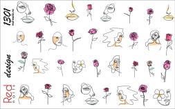 Слайдер-дизайн Red Nails №1301 - Контуры лиц и роз
