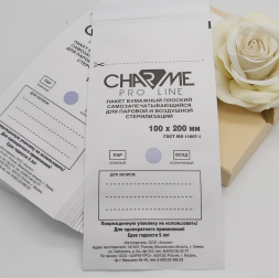 Пакеты бумажные &quot;CHARME&quot; для стерилизации, крафт, самозапечатывающийся белый 100ммх200мм (100 шт)
