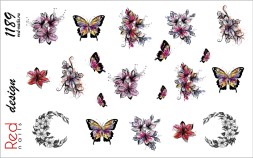 Слайдер-дизайн Red Nails №1189 - Бабочки и цветы